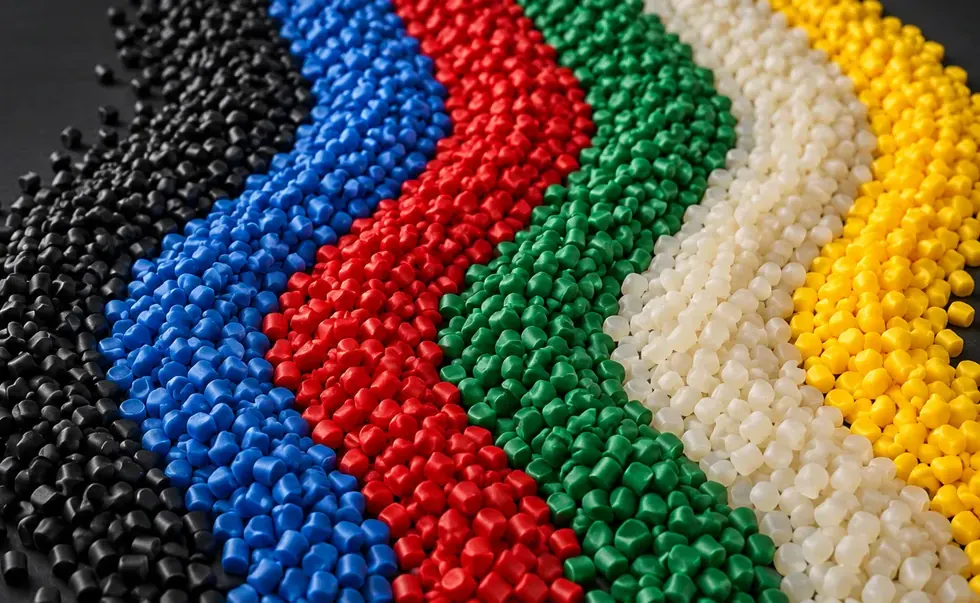 Detalhe de grânulos de PVC flexível em imagem ilustrativa